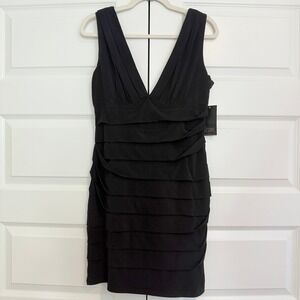 Grass Collection |  "LBD" Bandage‎ Plunge Neck Cocktail Dress